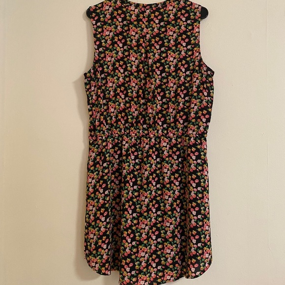 GAP Black Floral Tie Waist Dress (L) - Picture 3 of 4